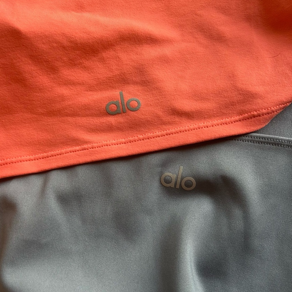 Alo Yoga Top and Swim Suit Set in Orange and Gray